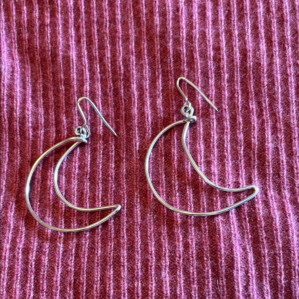 Handmade Silver Crescent Moon Earrings